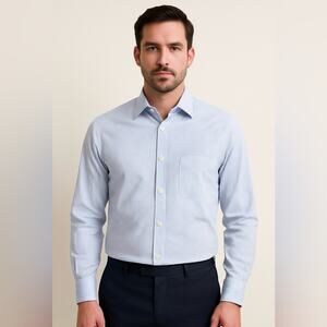 Harry & Sons 100% Cotton Blue Striped Dress Shirt Size 15.5 Made in Italy NWT